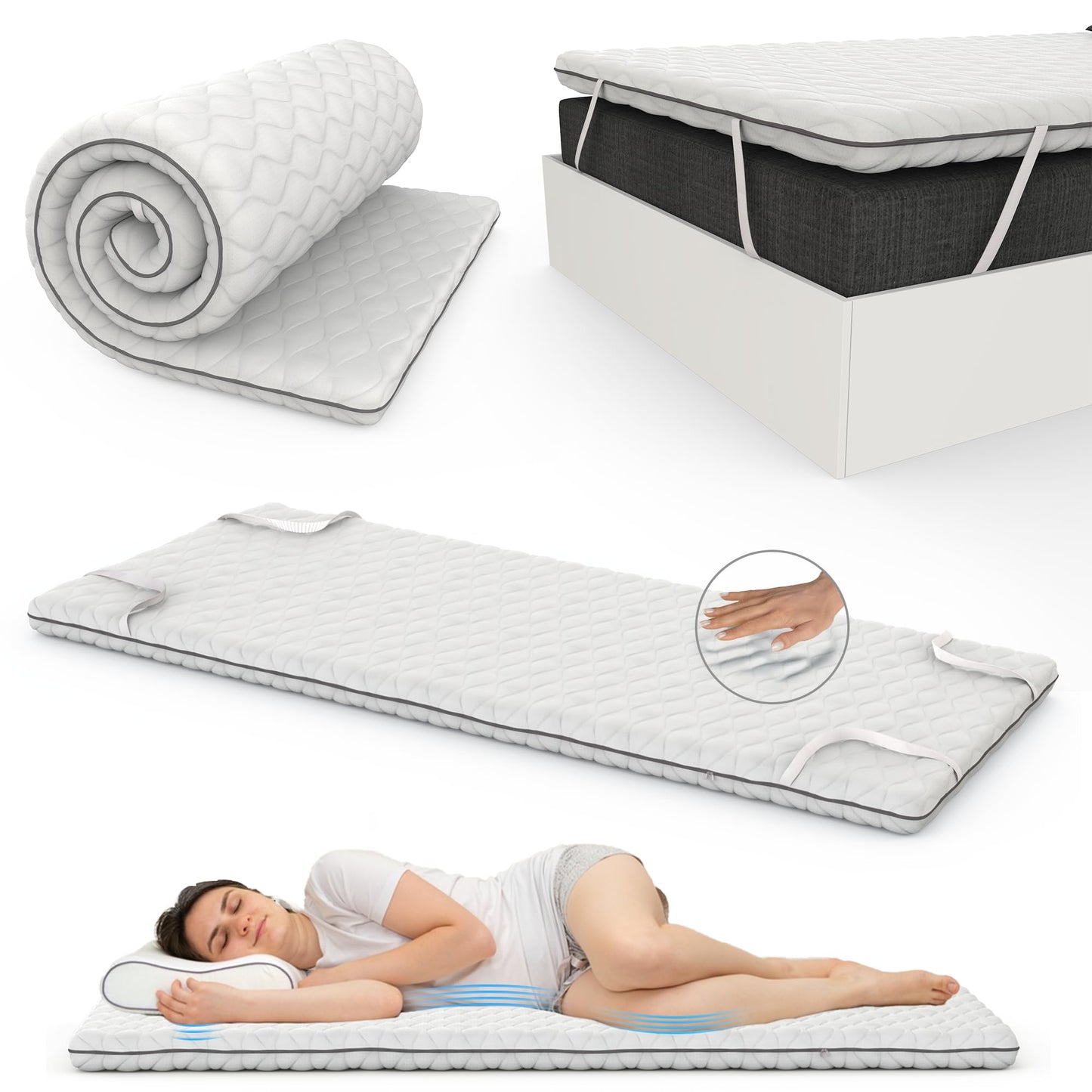 TEHORNEO Topper Viscoelastico, Topper Viscoelástico 135x190 y 4 cm Grosor, Sobrecolchon, Topper Colchon, Mattress Topper, Topper 135x190, Toper Colchon 135x190, Topper, Topper Colchón, sobre Colchon