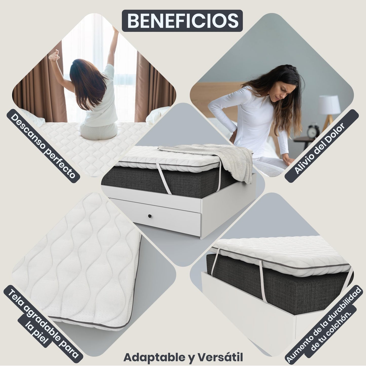 TEHORNEO Topper Viscoelastico, Topper Viscoelástico 135x190 y 4 cm Grosor, Sobrecolchon, Topper Colchon, Mattress Topper, Topper 135x190, Toper Colchon 135x190, Topper, Topper Colchón, sobre Colchon