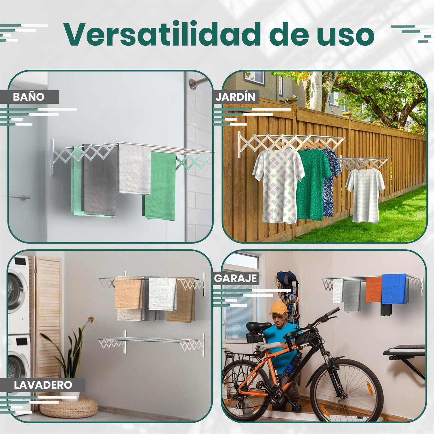 TEHORNEO Tendedero Extensible Pared 100 cm, Tendedero Plegable Pared, Tendedero Pared, Tendederos Plegables de Pared, Tendedero de Pared, Tendedero Pared Plegable, Tendedero Pared Extensible Aluminio