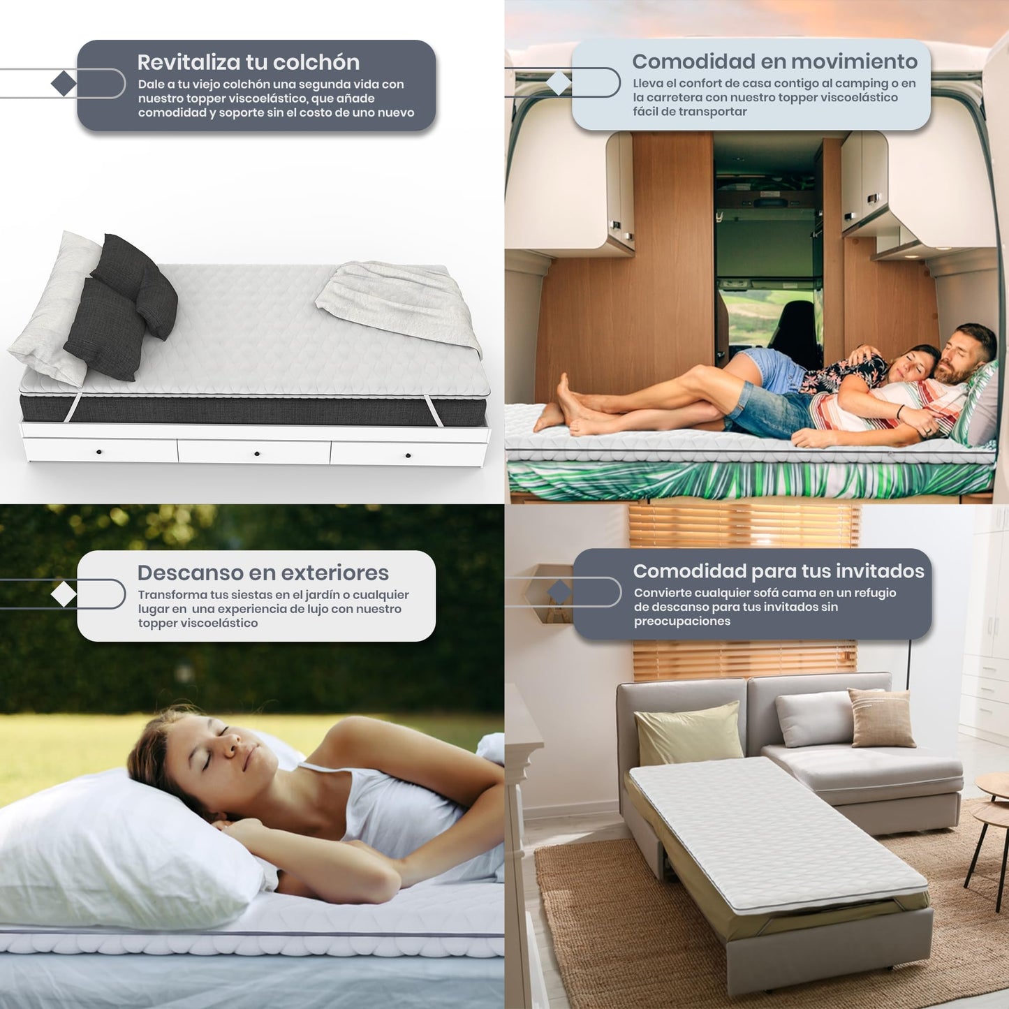 TEHORNEO Topper Viscoelastico, Topper Viscoelástico 135x190 y 4 cm Grosor, Sobrecolchon, Topper Colchon, Mattress Topper, Topper 135x190, Toper Colchon 135x190, Topper, Topper Colchón, sobre Colchon