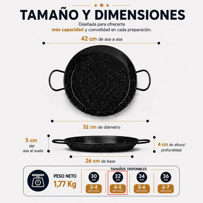 Paellera Inducción 32 cm - Acero Esmaltado