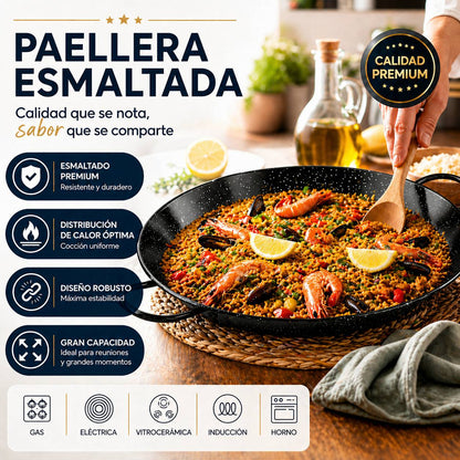 Paellera Inducción 32 cm - Acero Esmaltado