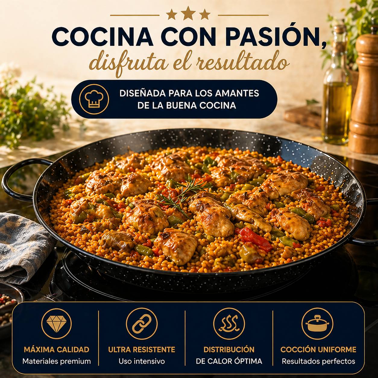Paellera Inducción 32 cm - Acero Esmaltado
