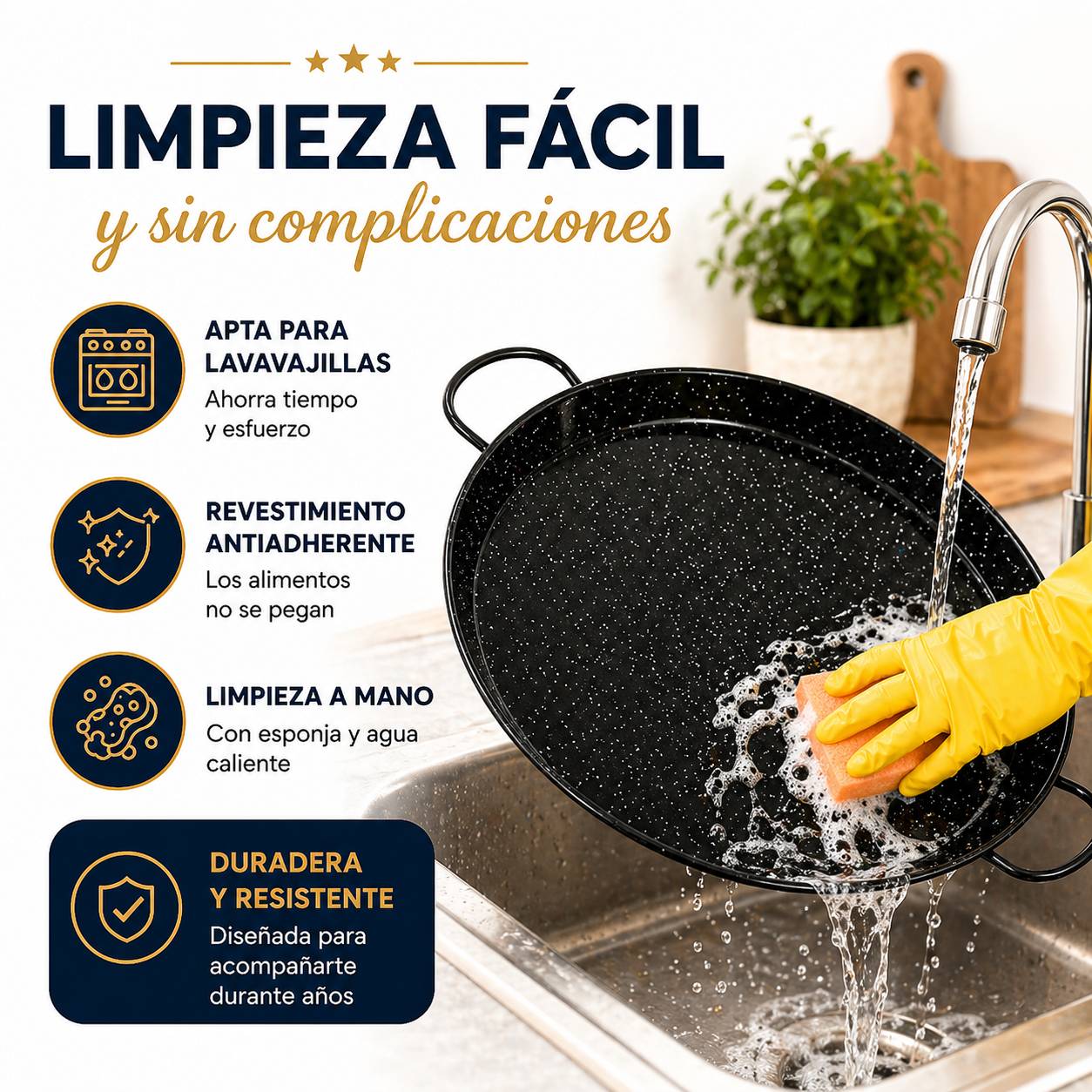 Paellera Inducción 32 cm - Acero Esmaltado