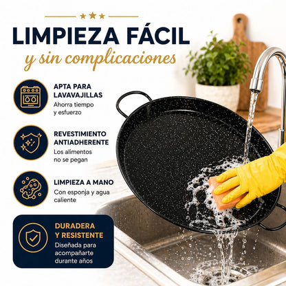 Paellera Inducción 32 cm - Acero Esmaltado
