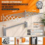 Tendedero Plegable Pared - Acero Inoxidable (100 cm)