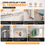 Tendedero Plegable Pared - Acero Inoxidable (100 cm)