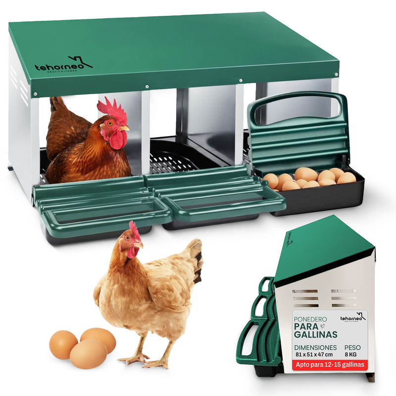 Ponedero para gallinas (3 compartimentos)