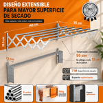 Tendedero Plegable Pared - Acero Inoxidable (140 cm)